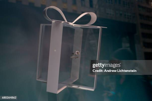 Window display at Tiffanys store, next to Trump Tower, on March 6, 2017 in New York City. The area around Trump Tower in midtown Manhattan is filled...