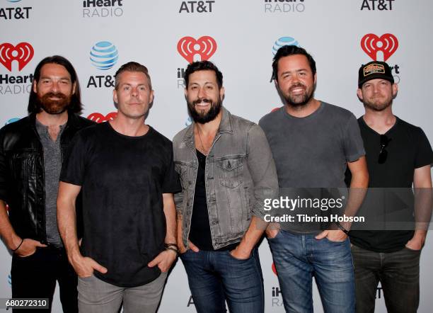 Geoff Sprung, Trevor Rosen, Matthew Ramsey, Brad Tursi and Whit Sellers of Old Dominion attend the 2017 iHeartCountry Music Festival at The Frank...