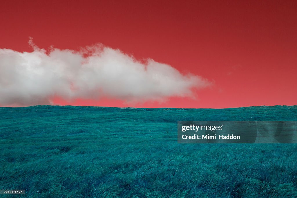 Surreal Icelandic Landscape with White Cloud