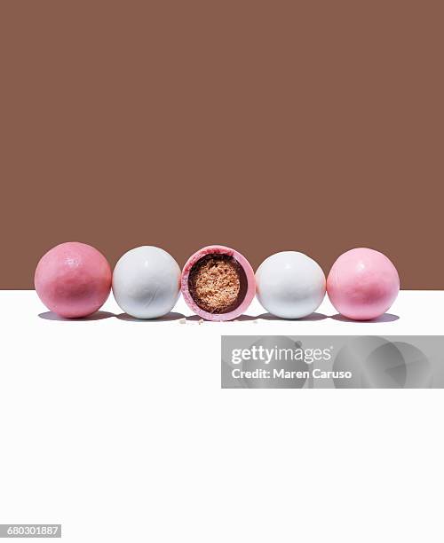 Pink and white candy malt balls