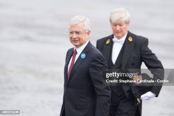 National Assembly president Claude Bartolone attends a ceremony to mark the Western allies' World War Two victory in Europe at the Arc De Triomphe on...