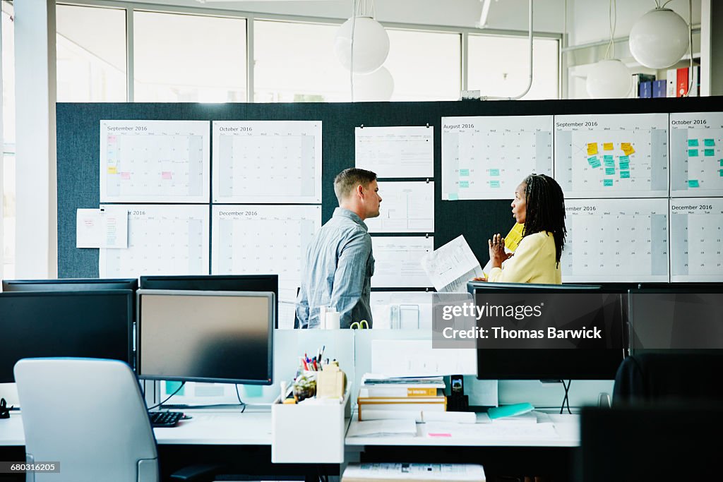 Businesswoman leading project timeline discussion