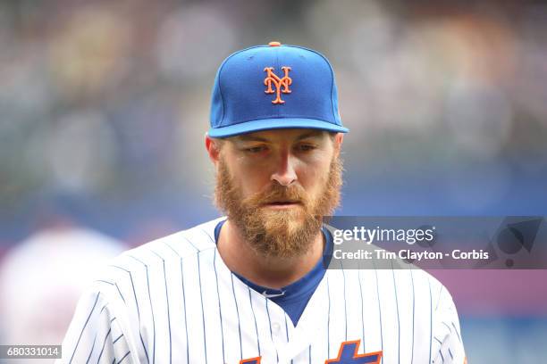 May 7: Pitcher Adam Wilk of the New York Mets leaves the mound after being pulled by New York Mets manager Terry Collins in the third inning during...