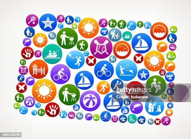 colorado summer family fun vector button pattern - colorado spring map stock illustrations