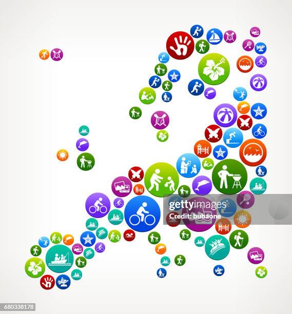 europe summer family fun vector button pattern - backpack colourful background stock illustrations