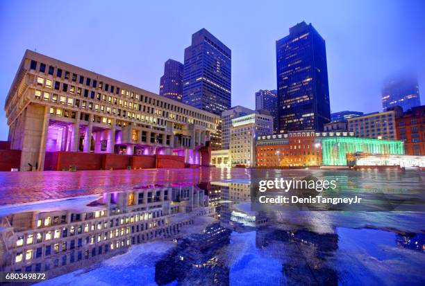 city hall plaza in boston's government center - city hall plaza boston stock pictures, royalty-free photos & images