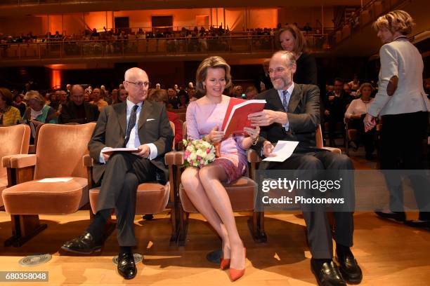 Queen Mathilde attends the qualification sessions of the 2017 Queen Elisabeth Cello Competition. Baron Jan Huyghebaert, President - Mathilde - Ivan...