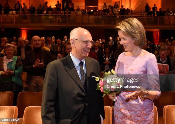 Queen Mathilde attends the qualification sessions of the 2017 Queen Elisabeth Cello Competition. Aron Jan Huyghebaert, President - Queen Mathilde