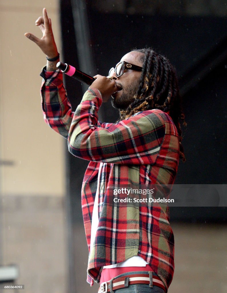 Rapper Skeme performs onstage during Powerhouse 2017 at Glen Helen ...