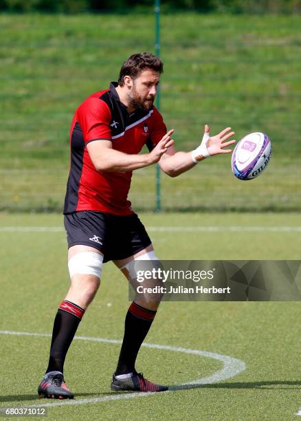 Jeremy Thrush of Gloucester Rugby Club takes part in a training session at Hartpury College on May 8, 2017 in Gloucester, England.