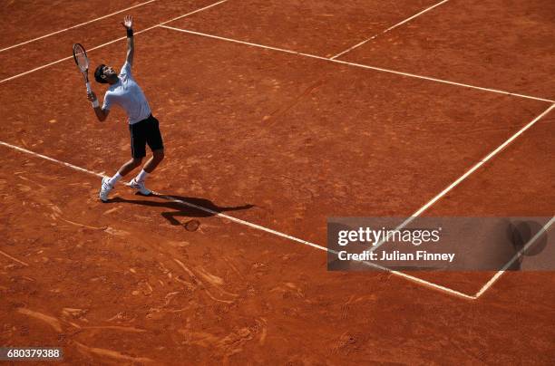 Novak Djokovic of Serbia in a practice session during day three of the Mutua Madrid Open tennis at La Caja Magica on May 8, 2017 in Madrid, Spain.