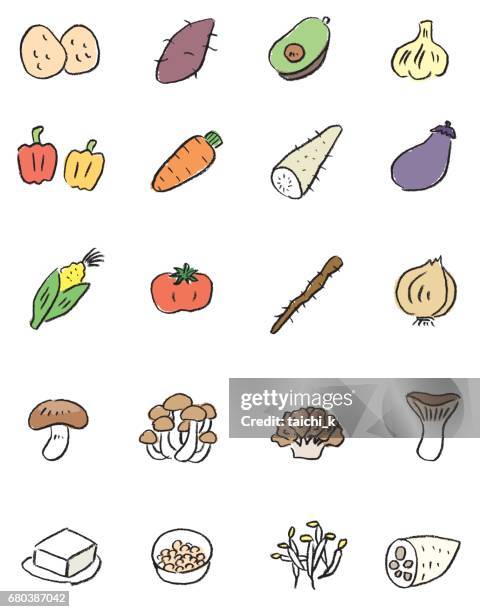 verschiedene vegetables_icon - lotuswurzel stock-grafiken, -clipart, -cartoons und -symbole