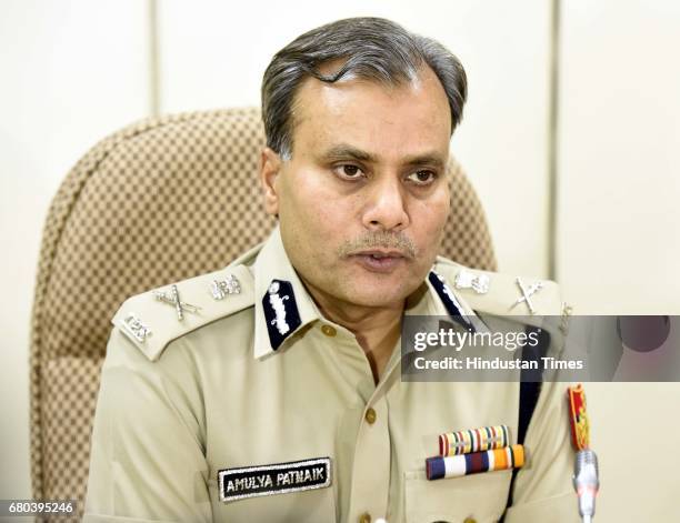 Commissioner of Police Delhi, Amulya Patnaik addresses media person during the team facilitation for the Nirbhaya case investigation team at the...
