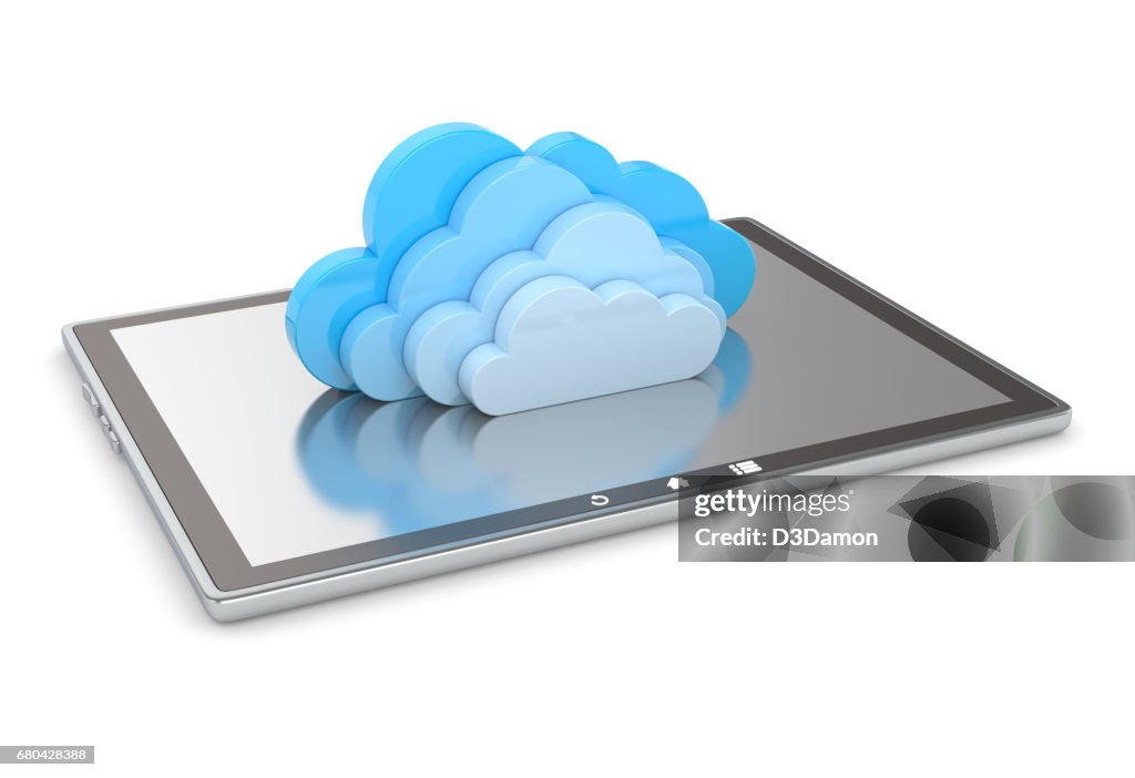 Digital tablet with clouds