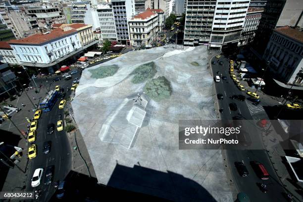 Art project Invisible City by German artist Gregor Schneider in Athens, Greece, May 8, 2017. Gregor Schneider makes Omonoia Square disappear through...