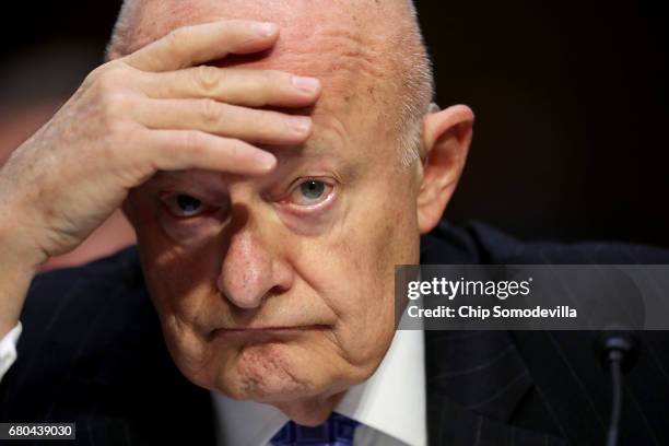 Former Director of National Intelligence James Clapper testifies before the Senate Judiciary Committee's Subcommittee on Crime and Terrorism in the...