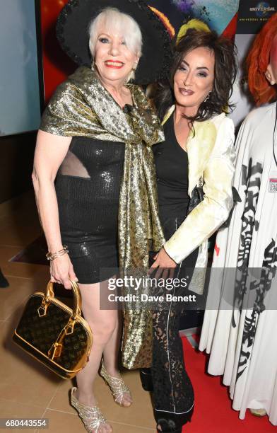 Angie Bowie and Nancy Dell'Olio attend a VIP screening of "Beside Bowie: The Mick Ronson Story" at The May Fair Hotel on May 8, 2017 in London,...