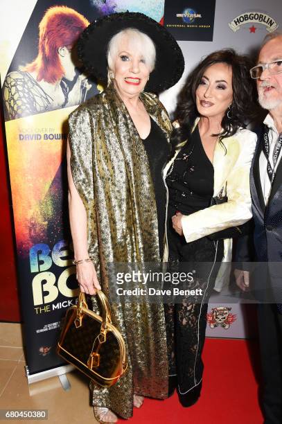 Angie Bowie, Nancy Dell'Olio and director Jon Brewer attend a VIP screening of "Beside Bowie: The Mick Ronson Story" at The May Fair Hotel on May 8,...