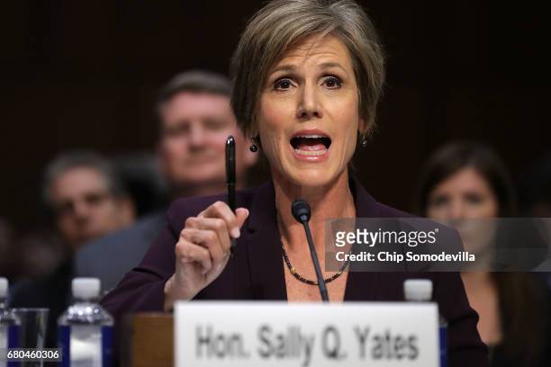 Former acting U.S. Attorney General Sally Yates testifies before the Senate Judiciary Committee's Subcommittee on Crime and Terrorism in the Hart...