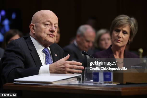 Former Director of National Intelligence James Clapper and former acting U.S. Attorney General Sally Yates testify before the Senate Judiciary...