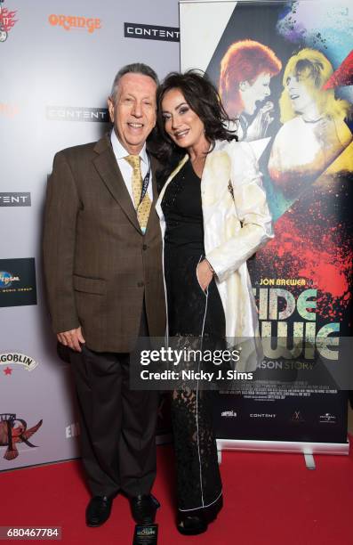 Eliot M Cohen and Nancy Dell'Olio attend the UK Premiere of Jon Brewer's 'BESIDE BOWIE: The Mick Ronson Story' at The Mayfair Hotel on May 08, 2017...