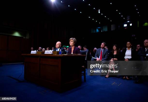 Former Director of National Intelligence James Clapper and former U.S. Deputy Attorney General Sally Yates testify before the Senate Judiciary...