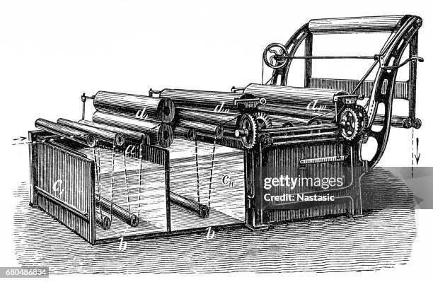 finishing machine, broad loom - loom stock illustrations