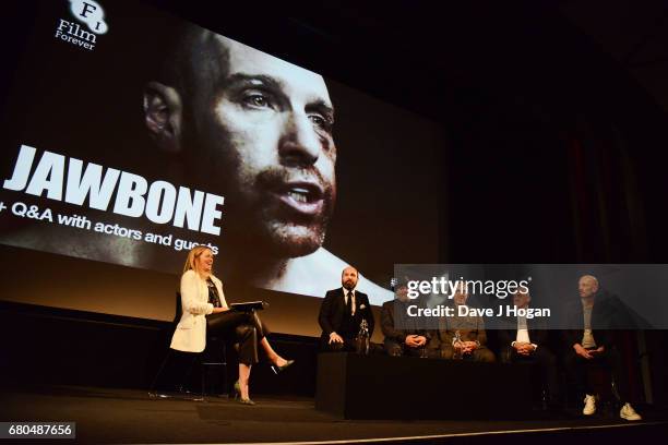 Edith Bowman, Johnny Harris, Ray Winstone, Michael Smiley, Barry McGuigan and Thomas Napper attend the "Jawbone" UK premiere and Q&A at BFI Southbank...