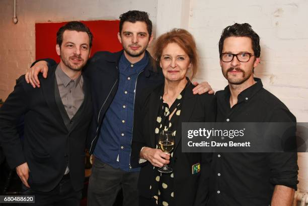 Cast members Gethin Anthony, Michael Fox, Kate Fahy and Robert Lonsdale attend the press night after party for "A Lie Of The Mind" at The Southwark...