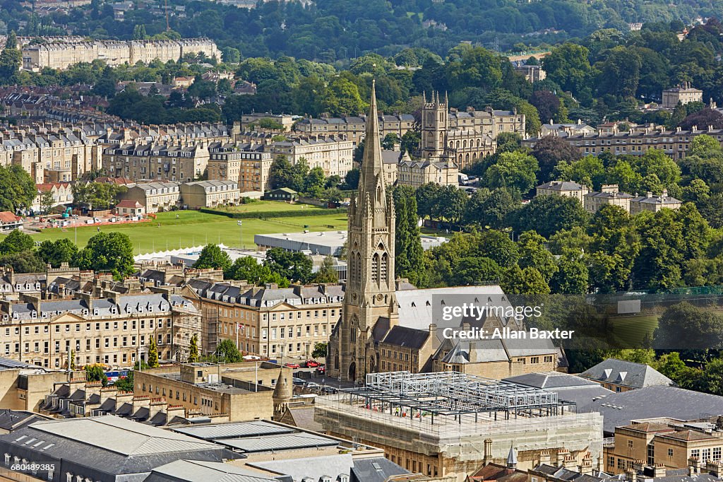 Cityscape of Bath with Saint John church spire