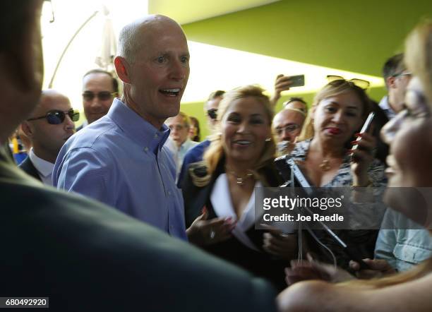 Florida Governor Rick Scott hosts a Venezuelan Freedom Rally at El Arepazo 2 to show his support for the release of Venezuelan prisoner Leopoldo...