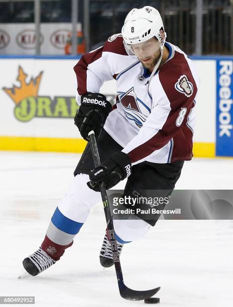 Jack Skille of the Colorado Avalanche warms up before the game against the New York Rangers at Madison Square Garden on November 13, 2014 in New...