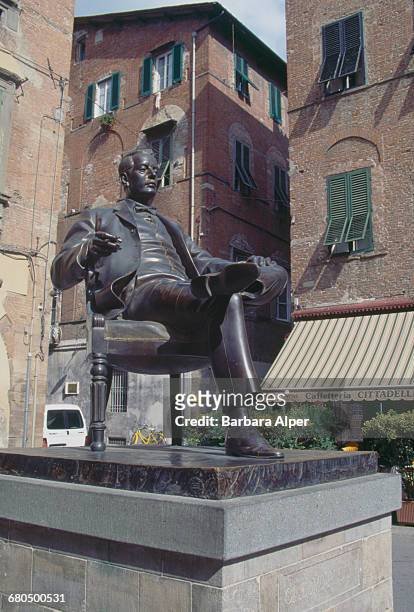 Statue of Italian operatic composer Giacomo Puccini in Lucca, Tuscany, Italy, circa 1999.