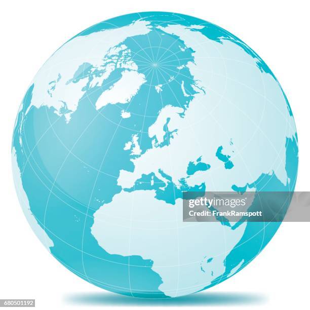 stockillustraties, clipart, cartoons en iconen met europa planeet aarde blauw wit - wereldbol europa