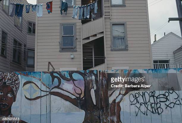 Mural of a tree on Balmy Alley, in the Mission District of San Francisco, California, November 1991.