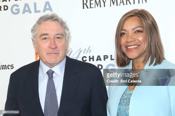 Robert De Niro and Grace Hightower De Niro attend the 44th Chaplin Award Gala at David Koch Theatre Lincoln Center on May 8, 2017 in New York City.