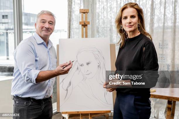 Mark Schaller and Rachel Griffiths pose at The Olsen Hotel in aid of 'No Robe' Campaign on May 9, 2017 in Melbourne, Australia.