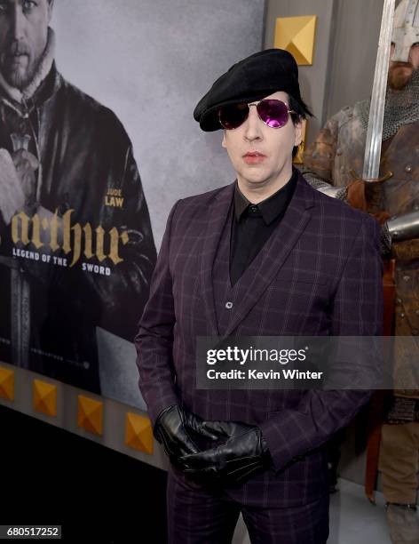 Marilyn Manson attends the premiere of Warner Bros. Pictures' "King Arthur: Legend Of The Sword" at TCL Chinese Theatre on May 8, 2017 in Hollywood,...