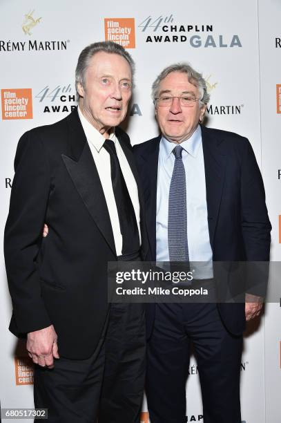 Christopher Walken and Robert De Niro backstage during the 44th Chaplin Award Gala at David H. Koch Theater at Lincoln Center on May 8, 2017 in New...