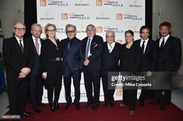 Barry Levinson, Michael Douglas, Meryl Streep, Harvey Keitel, Robert De Niro, Martin Scorsese, Lesli Klainberg, Ben Stiller, and Sean Penn pose...