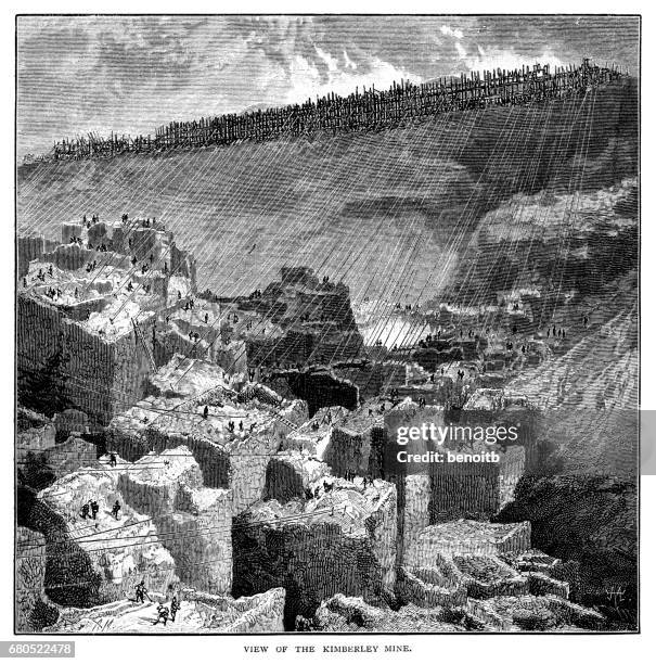 kimberley mine in south africa - diamond mine canada stock illustrations