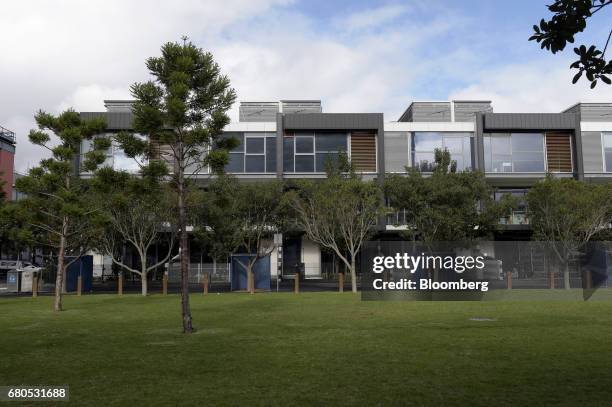 Low-rise residential buildings stand in the Docklands suburb of Melbourne, Australia, on Monday, May 8, 2017. The spread between Australia's...