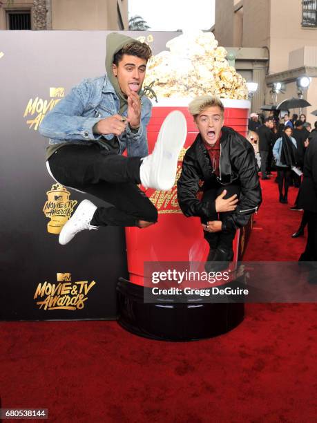 Singers Jack Gilinsky and Jack Johnson of Jack and Jack arrive at the 2017 MTV Movie And TV Awards at The Shrine Auditorium on May 7, 2017 in Los...