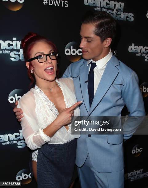 Bull rider Bonner Bolton and dancer Sharna Burgess attend "Dancing with the Stars" Season 24 at CBS Televison City on May 8, 2017 in Los Angeles,...