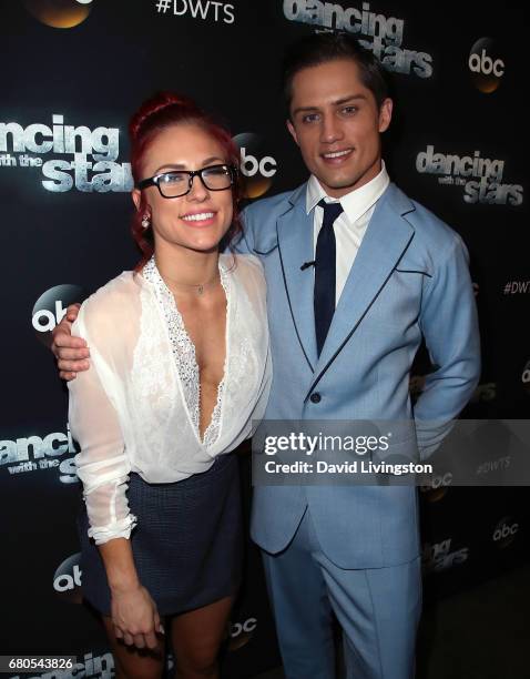 Bull rider Bonner Bolton and dancer Sharna Burgess attend "Dancing with the Stars" Season 24 at CBS Televison City on May 8, 2017 in Los Angeles,...