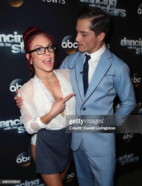 Bull rider Bonner Bolton and dancer Sharna Burgess attend "Dancing with the Stars" Season 24 at CBS Televison City on May 8, 2017 in Los Angeles,...