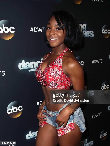 Fifth Harmony member Normani Kordei attends "Dancing with the Stars" Season 24 at CBS Televison City on May 8, 2017 in Los Angeles, California.