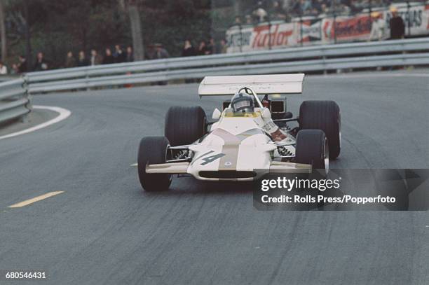 Mexican racing driver Pedro Rodriguez drives the Yardley Team BRM P160 V12 to finish in 4th place in the Spanish Grand Prix at the Montjuïc Park...