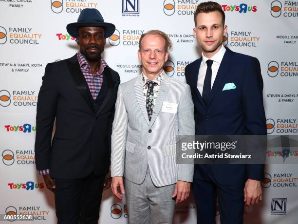 Rodrick Covington, Bruce Cohen and Robert Raeder at Family Equality Council's "Night at the Pier" at Pier 60 on May 8, 2017 in New York City.