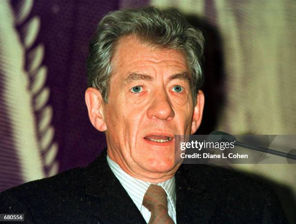 Actor Sir Ian McKellen makes an appearance at Barnes and Nobles in New York City on November 8, 2001 to promote the new book, "The Lord of the Rings...